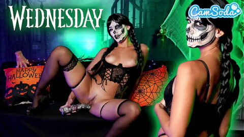 Horny Wednesday Addams Masturbates Until Quivering Orgasm - Halloween Cosplay Special